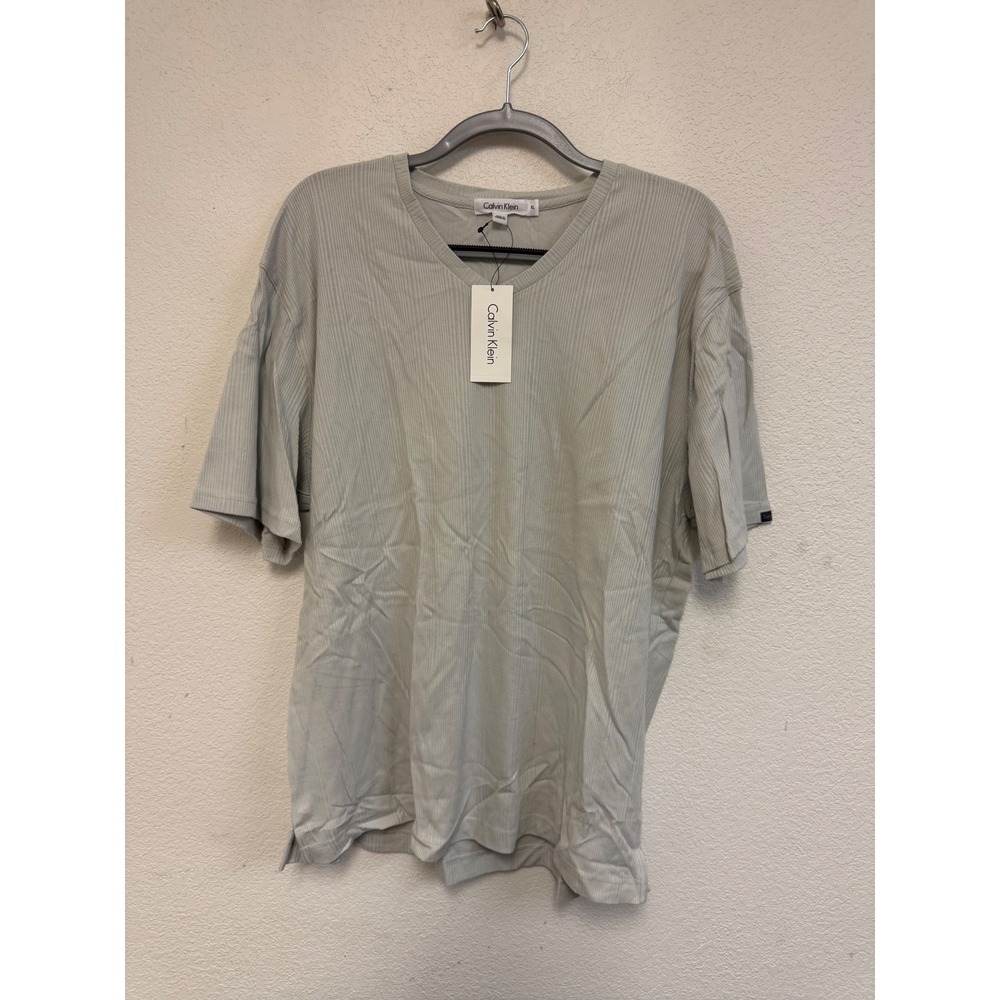 Calvin Klein Men's XL Oyster Ribbed V-Neck Shirt 100% Cotton NWT